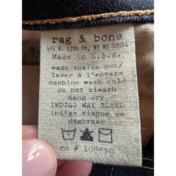 Rag & Bone Kensington dark blue wash skinny straight jeans 31 stretch mobwife - Picture 11 of 11